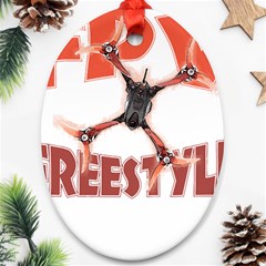 Fpv Freestyle T- Shirt F P V Freestyle Drone Racing Drawing Artwork T- Shirt (2) Oval Ornament (two Sides) by ZUXUMI