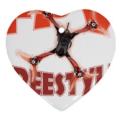 Fpv Freestyle T- Shirt F P V Freestyle Drone Racing Drawing Artwork T- Shirt (2) Heart Ornament (two Sides) by ZUXUMI