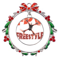 Fpv Freestyle T- Shirt F P V Freestyle Drone Racing Drawing Artwork T- Shirt (2) Metal X mas Wreath Ribbon Ornament by ZUXUMI