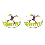 Fpv Freestyle T- Shirt F P V Freestyle Drone Racing Drawing Artwork T- Shirt Cufflinks (Oval) Front(Pair)