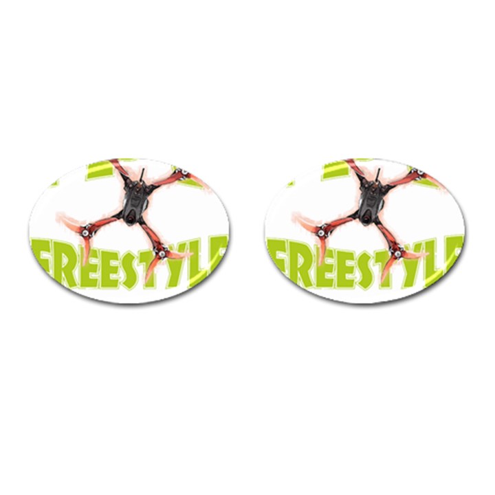 Fpv Freestyle T- Shirt F P V Freestyle Drone Racing Drawing Artwork T- Shirt Cufflinks (Oval)