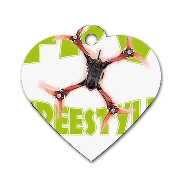 Fpv Freestyle T- Shirt F P V Freestyle Drone Racing Drawing Artwork T- Shirt Dog Tag Heart (One Side)