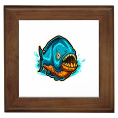 Piranha T-shirtwhite Look Calm Piranha 03 T-shirt Framed Tile by EnriqueJohnson