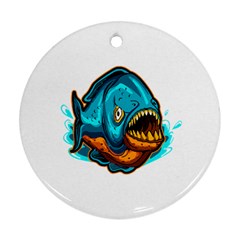 Piranha T-shirtwhite Look Calm Piranha 03 T-shirt Ornament (round)