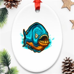 Piranha T-shirtwhite Look Calm Piranha 03 T-shirt Ornament (oval) by EnriqueJohnson