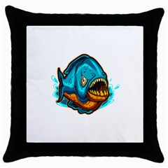 Piranha T-shirtwhite Look Calm Piranha 03 T-shirt Throw Pillow Case (black) by EnriqueJohnson