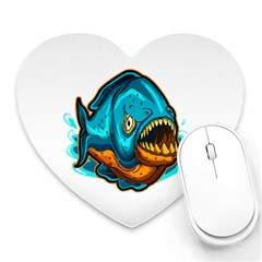 Piranha T-shirtwhite Look Calm Piranha 03 T-shirt Heart Mousepad by EnriqueJohnson