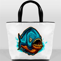 Piranha T-shirtwhite Look Calm Piranha 03 T-shirt Bucket Bag by EnriqueJohnson