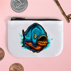 Piranha T-shirtwhite Look Calm Piranha 03 T-shirt Mini Coin Purse by EnriqueJohnson