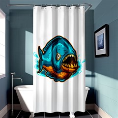 Piranha T-shirtwhite Look Calm Piranha 03 T-shirt Shower Curtain 36  X 72  (stall)  by EnriqueJohnson