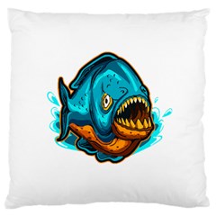 Piranha T-shirtwhite Look Calm Piranha 03 T-shirt Large Cushion Case (one Side) by EnriqueJohnson