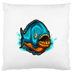 Piranha T-shirtwhite Look Calm Piranha 03 T-shirt Large Premium Plush Fleece Cushion Case (one Side) by EnriqueJohnson