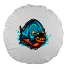 Piranha T-shirtwhite Look Calm Piranha 03 T-shirt Large 18  Premium Flano Round Cushions by EnriqueJohnson