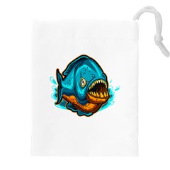 Piranha T-shirtwhite Look Calm Piranha 03 T-shirt Drawstring Pouch (4xl) by EnriqueJohnson