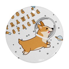 Frawing Space Dog Lover T- Shirt Cool Dog Frawing Space Dog Lover T- Shirt Ornament (Round)