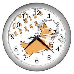 Frawing Space Dog Lover T- Shirt Cool Dog Frawing Space Dog Lover T- Shirt Wall Clock (Silver)