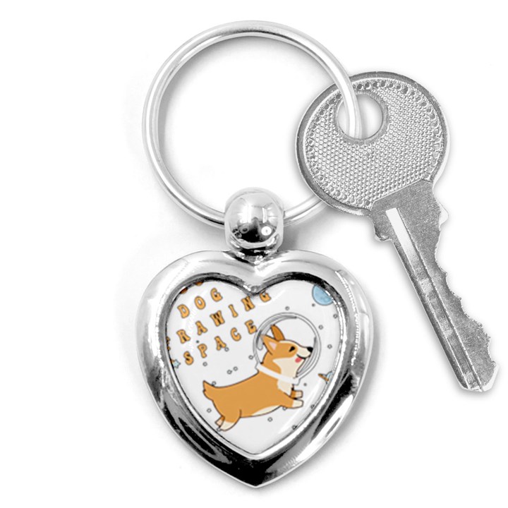 Frawing Space Dog Lover T- Shirt Cool Dog Frawing Space Dog Lover T- Shirt Key Chain (Heart)