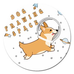 Frawing Space Dog Lover T- Shirt Cool Dog Frawing Space Dog Lover T- Shirt Magnet 5  (round) by ZUXUMI