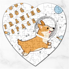 Frawing Space Dog Lover T- Shirt Cool Dog Frawing Space Dog Lover T- Shirt Jigsaw Puzzle (heart) by ZUXUMI