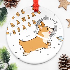 Frawing Space Dog Lover T- Shirt Cool Dog Frawing Space Dog Lover T- Shirt Round Ornament (Two Sides)