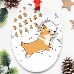 Frawing Space Dog Lover T- Shirt Cool Dog Frawing Space Dog Lover T- Shirt Oval Ornament (Two Sides)