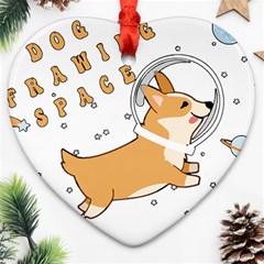 Frawing Space Dog Lover T- Shirt Cool Dog Frawing Space Dog Lover T- Shirt Heart Ornament (Two Sides)