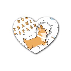 Frawing Space Dog Lover T- Shirt Cool Dog Frawing Space Dog Lover T- Shirt Rubber Coaster (Heart)