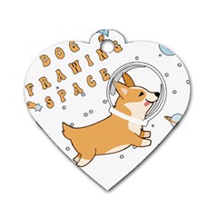 Frawing Space Dog Lover T- Shirt Cool Dog Frawing Space Dog Lover T- Shirt Dog Tag Heart (Two Sides)