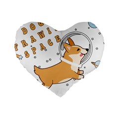 Frawing Space Dog Lover T- Shirt Cool Dog Frawing Space Dog Lover T- Shirt Standard 16  Premium Heart Shape Cushions