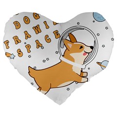 Frawing Space Dog Lover T- Shirt Cool Dog Frawing Space Dog Lover T- Shirt Large 19  Premium Flano Heart Shape Cushions