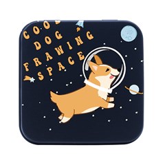 Frawing Space Dog Lover T- Shirt Cool Dog Frawing Space Dog Lover T- Shirt Square Metal Box (black) by ZUXUMI