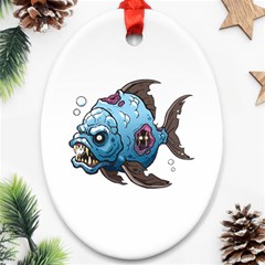 Piranha T-shirtwhite Look Calm Piranha 09 T-shirt Ornament (oval) by EnriqueJohnson