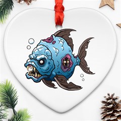 Piranha T-shirtwhite Look Calm Piranha 09 T-shirt Ornament (heart) by EnriqueJohnson