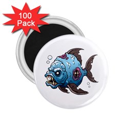 Piranha T-shirtwhite Look Calm Piranha 09 T-shirt 2 25  Magnets (100 Pack)  by EnriqueJohnson