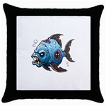 Piranha T-shirtwhite Look Calm Piranha 09 T-shirt Throw Pillow Case (Black) Front