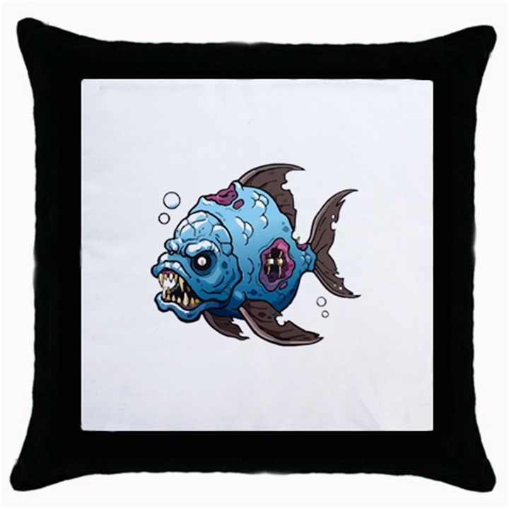 Piranha T-shirtwhite Look Calm Piranha 09 T-shirt Throw Pillow Case (Black)