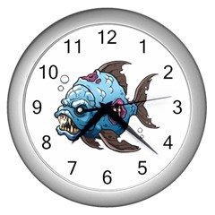 Piranha T-shirtwhite Look Calm Piranha 09 T-shirt Wall Clock (silver) by EnriqueJohnson