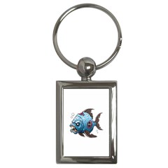 Piranha T-shirtwhite Look Calm Piranha 09 T-shirt Key Chain (rectangle) by EnriqueJohnson