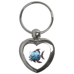 Piranha T-shirtwhite Look Calm Piranha 09 T-shirt Key Chain (heart) by EnriqueJohnson