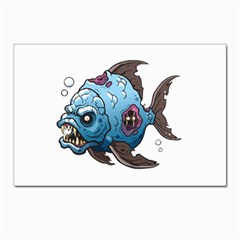 Piranha T-shirtwhite Look Calm Piranha 09 T-shirt Postcard 4 x 6  (pkg Of 10) by EnriqueJohnson