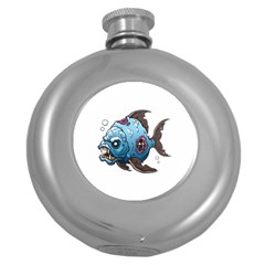 Piranha T-shirtwhite Look Calm Piranha 09 T-shirt Round Hip Flask (5 Oz) by EnriqueJohnson