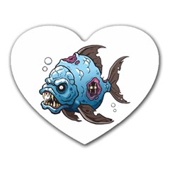 Piranha T-shirtwhite Look Calm Piranha 09 T-shirt Heart Mousepad by EnriqueJohnson