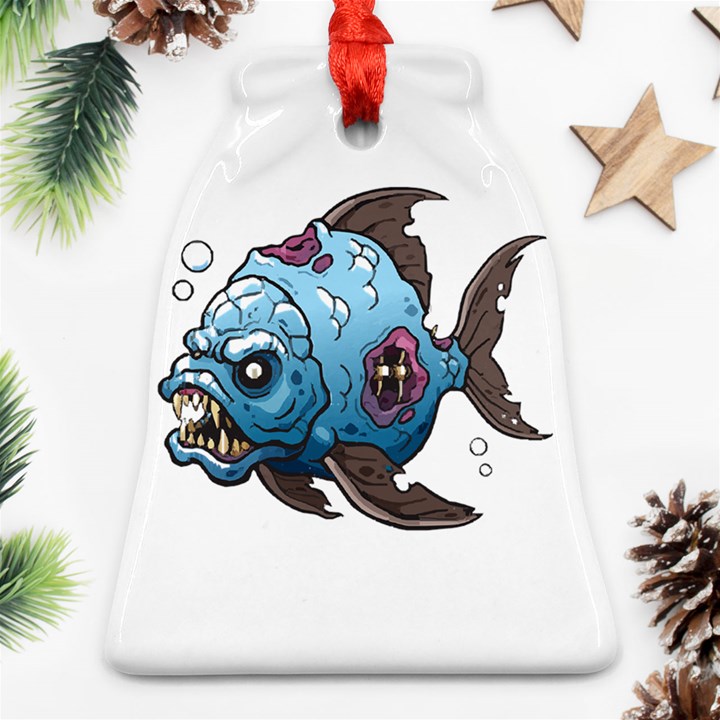 Piranha T-shirtwhite Look Calm Piranha 09 T-shirt Bell Ornament (Two Sides)