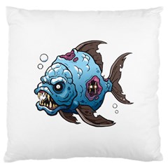 Piranha T-shirtwhite Look Calm Piranha 09 T-shirt Large Cushion Case (two Sides) by EnriqueJohnson