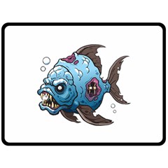 Piranha T-shirtwhite Look Calm Piranha 09 T-shirt Two Sides Fleece Blanket (large) by EnriqueJohnson