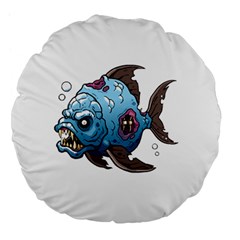 Piranha T-shirtwhite Look Calm Piranha 09 T-shirt Large 18  Premium Flano Round Cushions by EnriqueJohnson