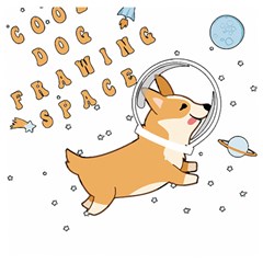 Frawing Space Dog Lover T- Shirt Cool Dog Frawing Space Dog Lover T- Shirt Wooden Puzzle Square