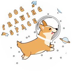 Frawing Space Dog Lover T- Shirt Cool Dog Frawing Space Dog Lover T- Shirt Wooden Bottle Opener (Round)