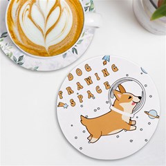 Frawing Space Dog Lover T- Shirt Cool Dog Frawing Space Dog Lover T- Shirt UV Print Round Tile Coaster