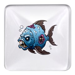 Piranha T-shirtwhite Look Calm Piranha 09 T-shirt Square Glass Fridge Magnet (4 Pack) by EnriqueJohnson